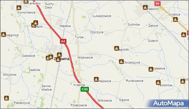 mapa Mnichowice gmina Żórawina, Mnichowice gmina Żórawina na mapie Targeo
