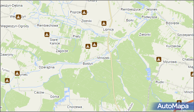 mapa Mniszek gmina Małogoszcz, Mniszek gmina Małogoszcz na mapie Targeo