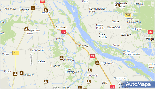 mapa Mniszew gmina Magnuszew, Mniszew gmina Magnuszew na mapie Targeo