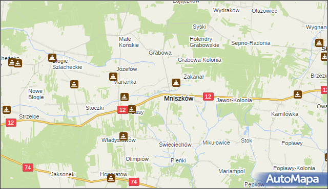 mapa Mniszków powiat opoczyński, Mniszków powiat opoczyński na mapie Targeo
