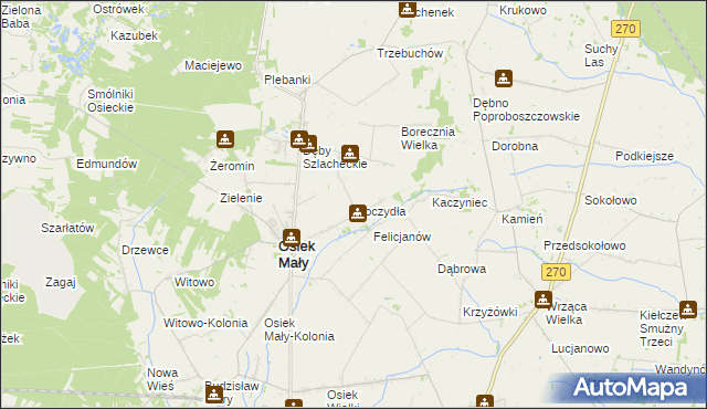 mapa Moczydła gmina Osiek Mały, Moczydła gmina Osiek Mały na mapie Targeo