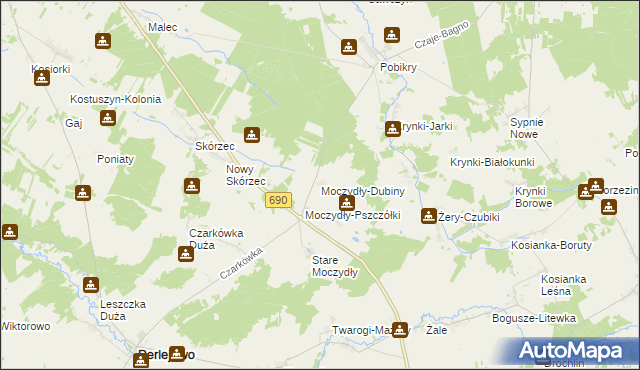 mapa Moczydły-Dubiny, Moczydły-Dubiny na mapie Targeo