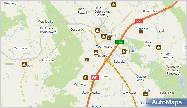 mapa Moczydły gmina Raczki, Moczydły gmina Raczki na mapie Targeo