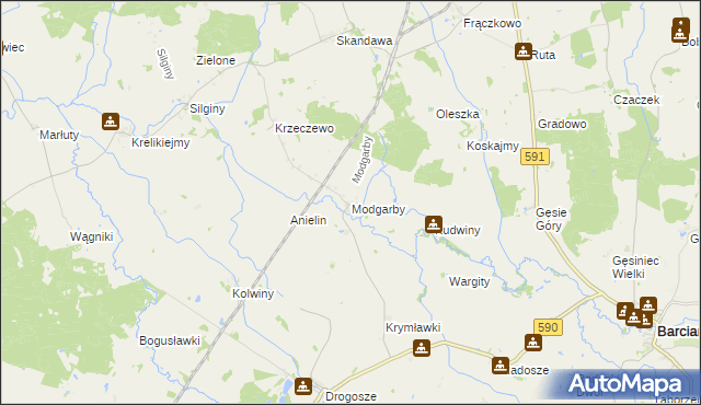 mapa Modgarby, Modgarby na mapie Targeo