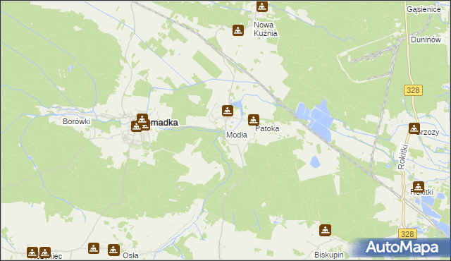 mapa Modła gmina Gromadka, Modła gmina Gromadka na mapie Targeo