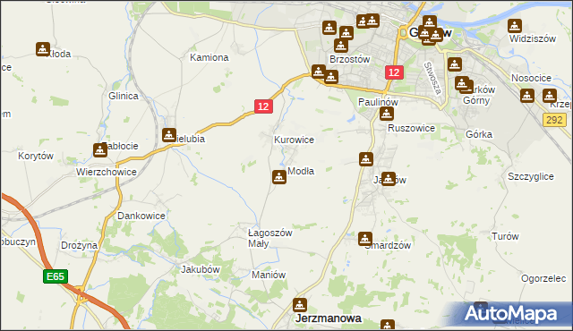 mapa Modła gmina Jerzmanowa, Modła gmina Jerzmanowa na mapie Targeo