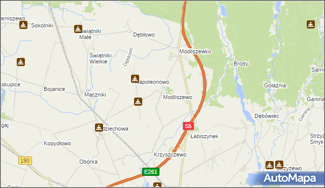 mapa Modliszewo, Modliszewo na mapie Targeo