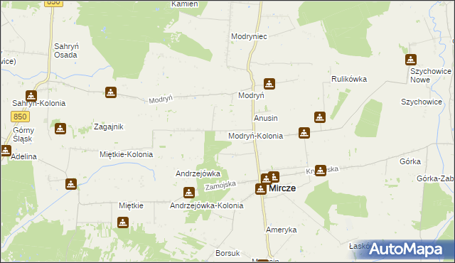 mapa Modryń-Kolonia, Modryń-Kolonia na mapie Targeo