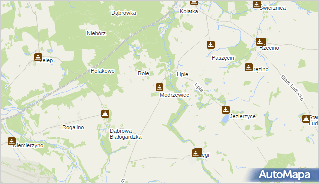 mapa Modrzewiec, Modrzewiec na mapie Targeo