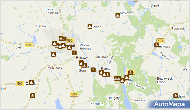 mapa Mojkowo gmina Reszel, Mojkowo gmina Reszel na mapie Targeo