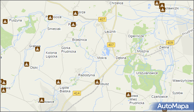 mapa Mokra gmina Biała, Mokra gmina Biała na mapie Targeo
