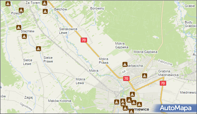 mapa Mokra Prawa, Mokra Prawa na mapie Targeo