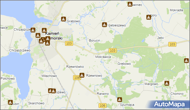 mapa Mokrawica, Mokrawica na mapie Targeo