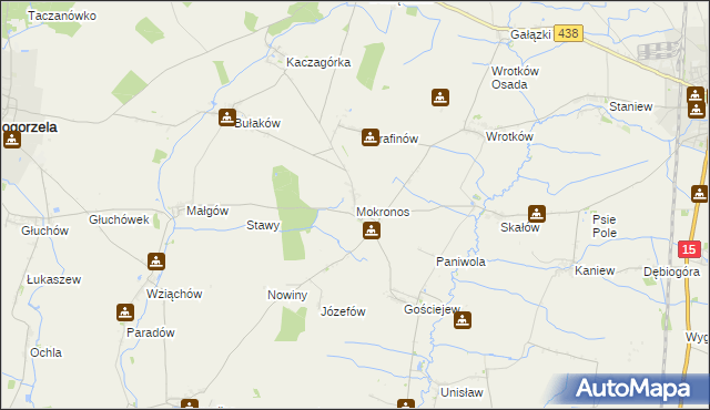 mapa Mokronos gmina Koźmin Wielkopolski, Mokronos gmina Koźmin Wielkopolski na mapie Targeo