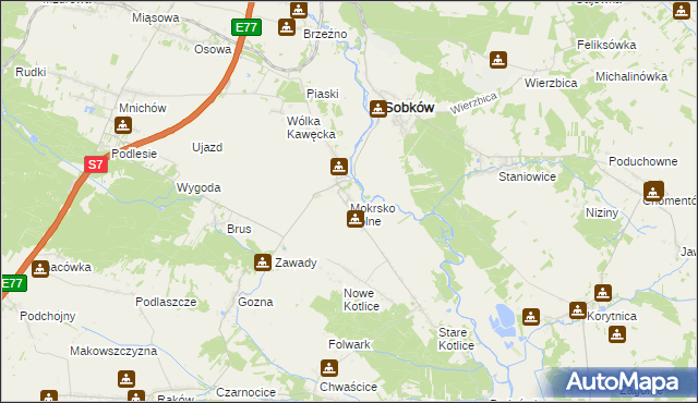 mapa Mokrsko Dolne, Mokrsko Dolne na mapie Targeo