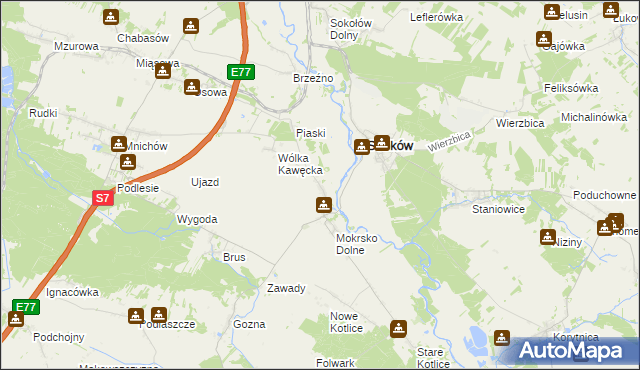 mapa Mokrsko Górne, Mokrsko Górne na mapie Targeo