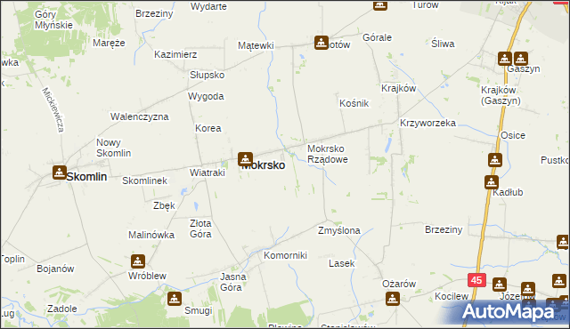 mapa Mokrsko-Osiedle, Mokrsko-Osiedle na mapie Targeo