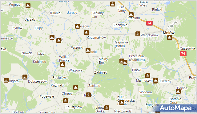 mapa Mokry Bór, Mokry Bór na mapie Targeo