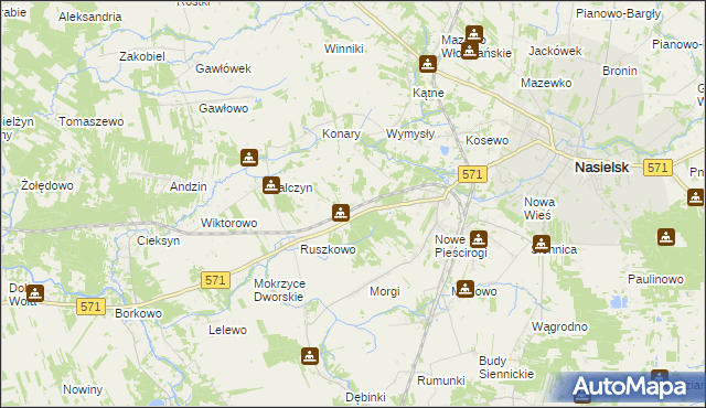 mapa Mokrzyce Włościańskie, Mokrzyce Włościańskie na mapie Targeo