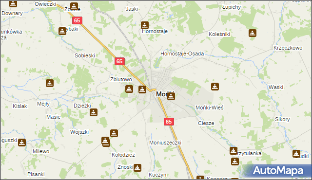 mapa Mońki, Mońki na mapie Targeo