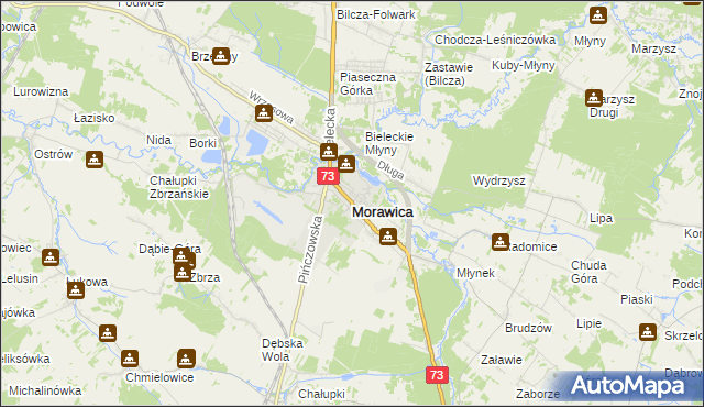 mapa Morawica powiat kielecki, Morawica powiat kielecki na mapie Targeo