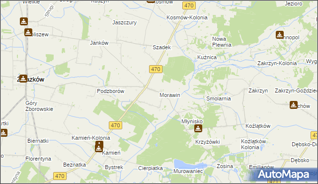 mapa Morawin gmina Ceków-Kolonia, Morawin gmina Ceków-Kolonia na mapie Targeo