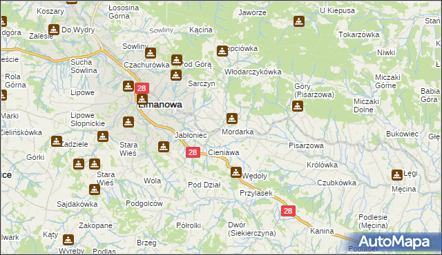 mapa Mordarka, Mordarka na mapie Targeo