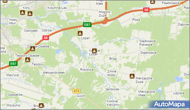 mapa Morgi gmina Dobroń, Morgi gmina Dobroń na mapie Targeo