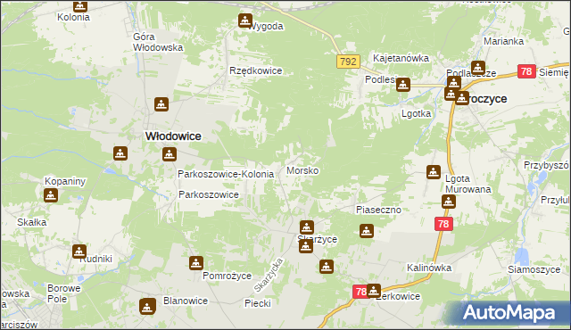 mapa Morsko gmina Włodowice, Morsko gmina Włodowice na mapie Targeo