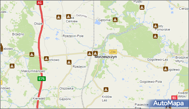 mapa Morzeszczyn, Morzeszczyn na mapie Targeo