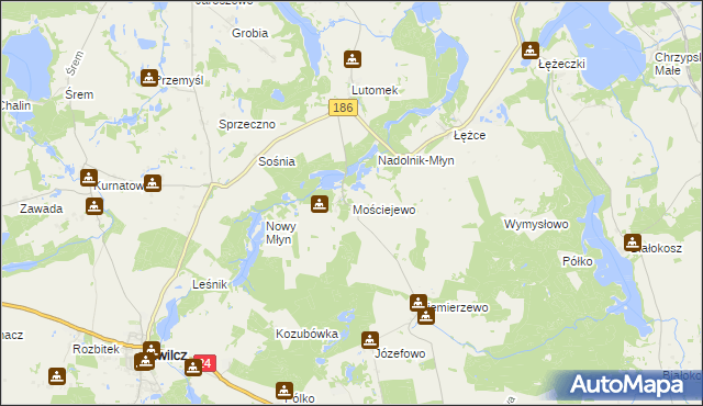 mapa Mościejewo, Mościejewo na mapie Targeo