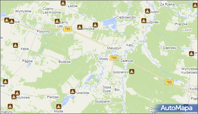 mapa Mosty gmina Żytno, Mosty gmina Żytno na mapie Targeo
