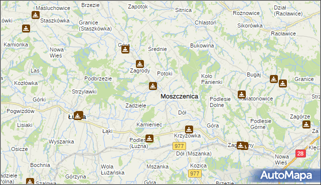 mapa Moszczenica powiat gorlicki, Moszczenica powiat gorlicki na mapie Targeo