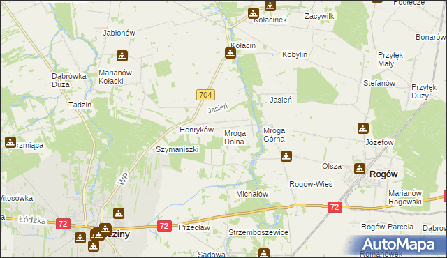 mapa Mroga Dolna, Mroga Dolna na mapie Targeo