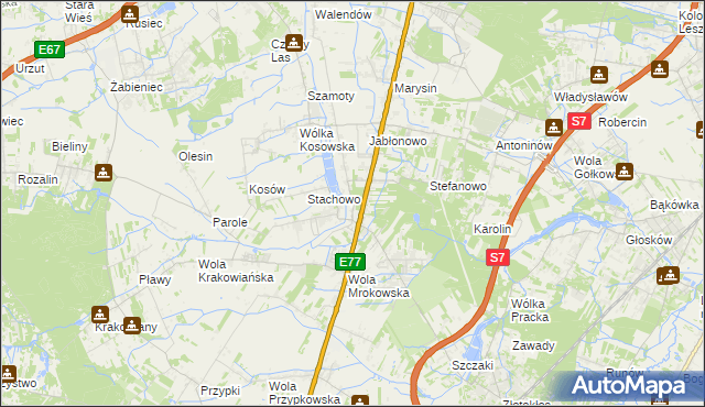 mapa Mroków gmina Lesznowola, Mroków gmina Lesznowola na mapie Targeo