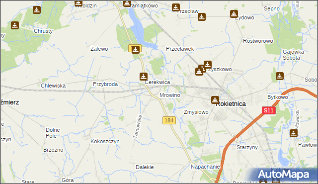 mapa Mrowino, Mrowino na mapie Targeo