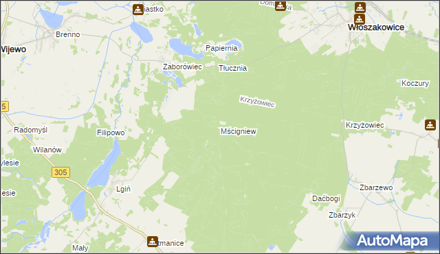 mapa Mścigniew, Mścigniew na mapie Targeo