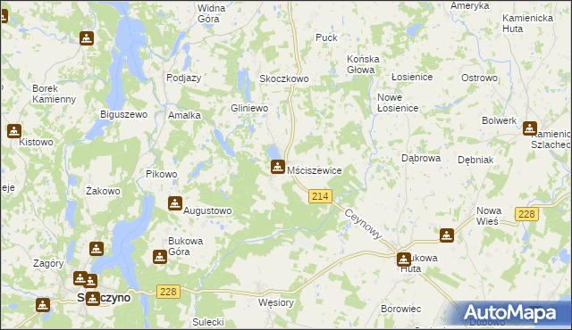 mapa Mściszewice, Mściszewice na mapie Targeo