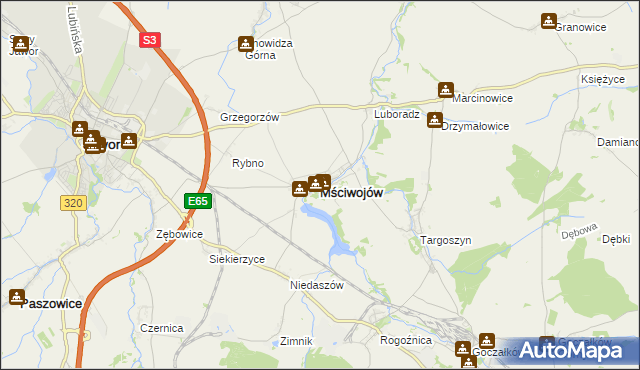 mapa Mściwojów, Mściwojów na mapie Targeo