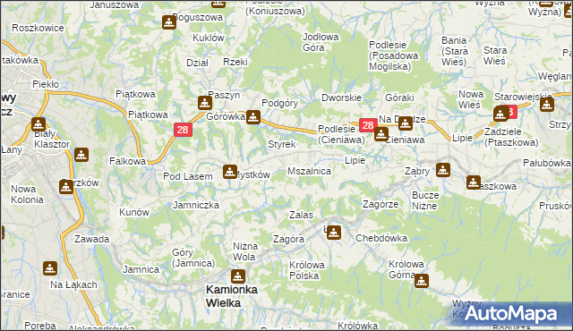 mapa Mszalnica, Mszalnica na mapie Targeo