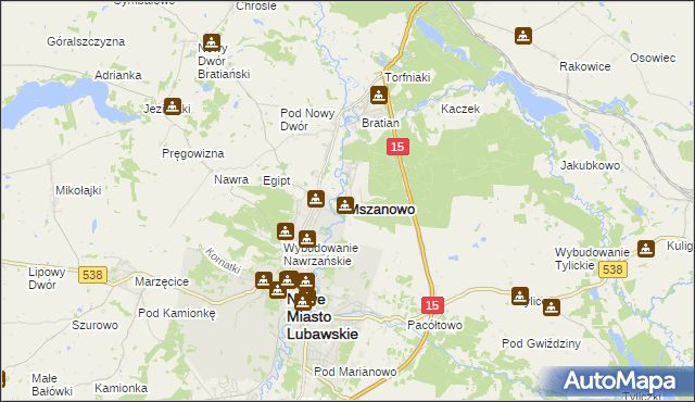 mapa Mszanowo, Mszanowo na mapie Targeo