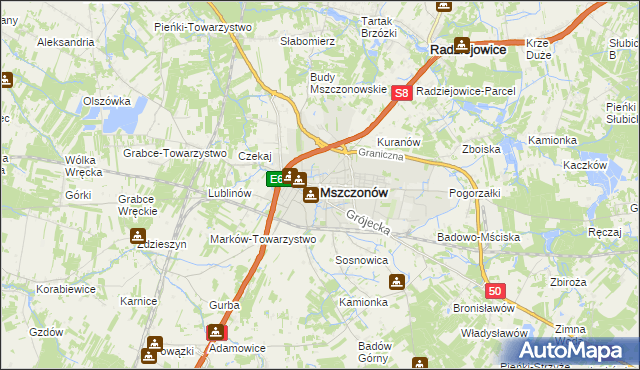 mapa Mszczonów, Mszczonów na mapie Targeo