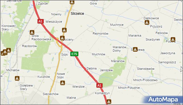 mapa Muchnów, Muchnów na mapie Targeo