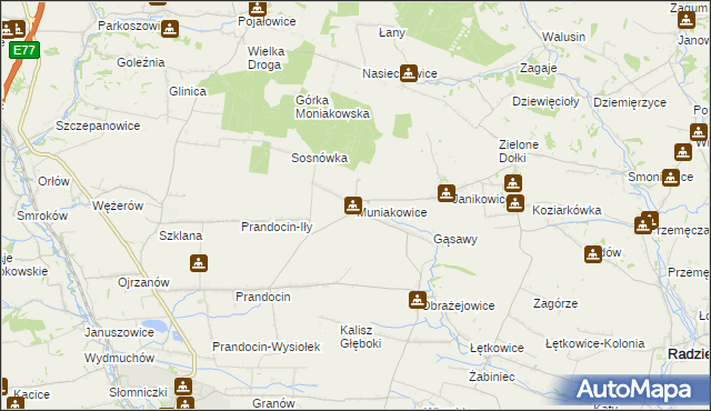 mapa Muniakowice, Muniakowice na mapie Targeo