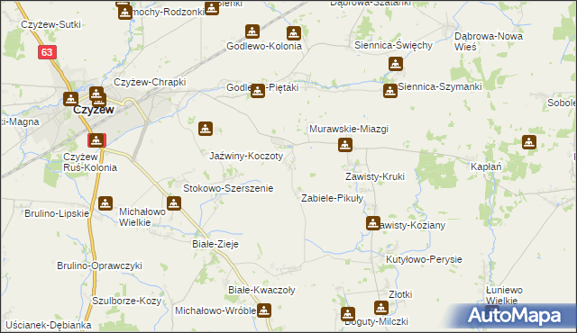 mapa Murawskie-Czachy, Murawskie-Czachy na mapie Targeo