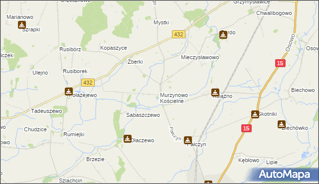 mapa Murzynowo Kościelne, Murzynowo Kościelne na mapie Targeo