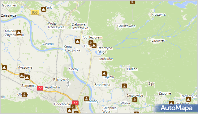 mapa Musików, Musików na mapie Targeo