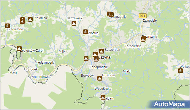 mapa Muszyna, Muszyna na mapie Targeo