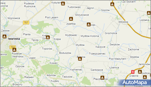 mapa Mydłów, Mydłów na mapie Targeo