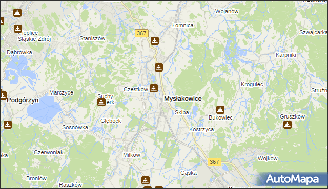 mapa Mysłakowice, Mysłakowice na mapie Targeo